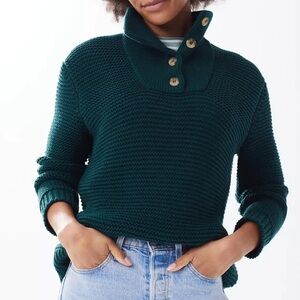 Alice Walk The Cotton Weekender in Green Size XL Button Neck Made in Peru Casual